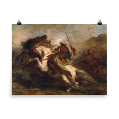 Collision of Moorish Horsemen by Eugène Delacroix, c. 1843-1844 poster on a plain backdrop in size 8"x10".