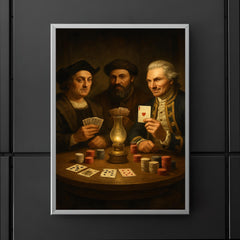 Columbus Magellan and Cook playing poker poster 5