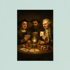 Columbus Magellan and Cook playing poker poster 8