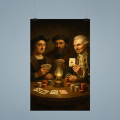 Columbus Magellan and Cook playing poker poster 9