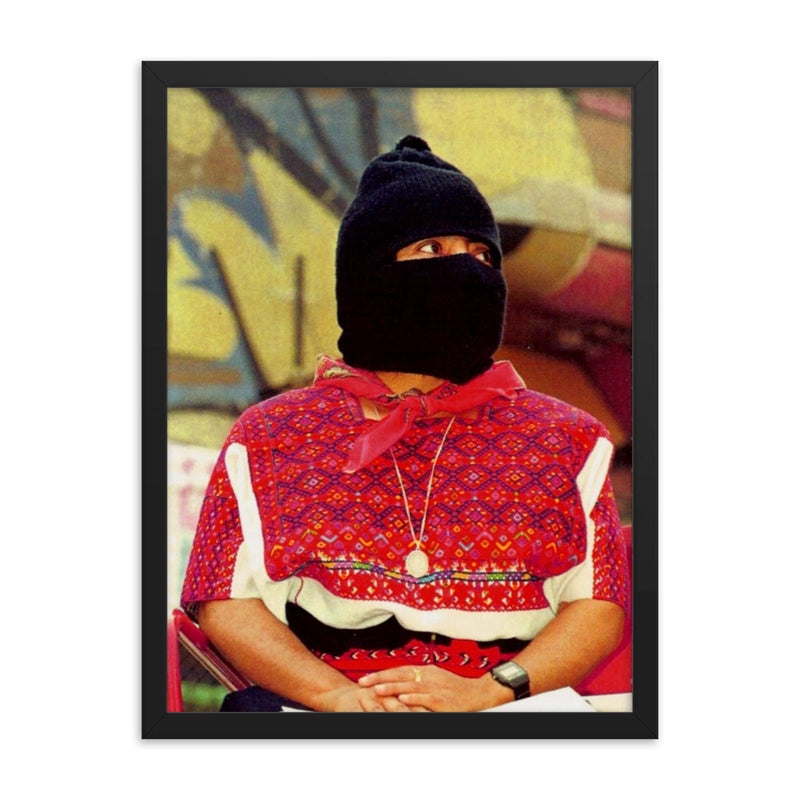 Comandanta Ramona framed print on a plain backdrop in size 18