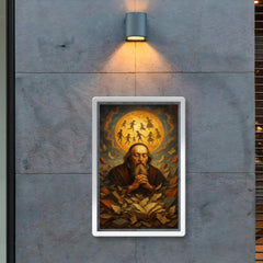 Comenius amid shattered books dreaming universal education poster 2