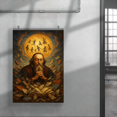Comenius amid shattered books dreaming universal education poster 4