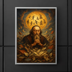 Comenius amid shattered books dreaming universal education poster 5