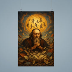 Comenius amid shattered books dreaming universal education poster 9