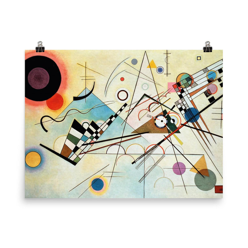 Composition VIII by Wassily Kandinsky poster on a plain backdrop in size 8