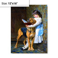 Compulsory Education by Briton Riviere metal print on a plain backdrop in size 12"x16".