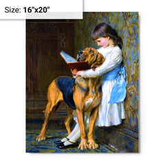 Compulsory Education by Briton Riviere metal print on a plain backdrop in size 16"x20".