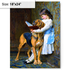 Compulsory Education by Briton Riviere metal print on a plain backdrop in size 18"x24".