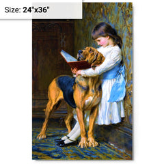 Compulsory Education by Briton Riviere metal print on a plain backdrop in size 24"x36".