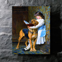 Compulsory Education by Briton Riviere metal print mockup