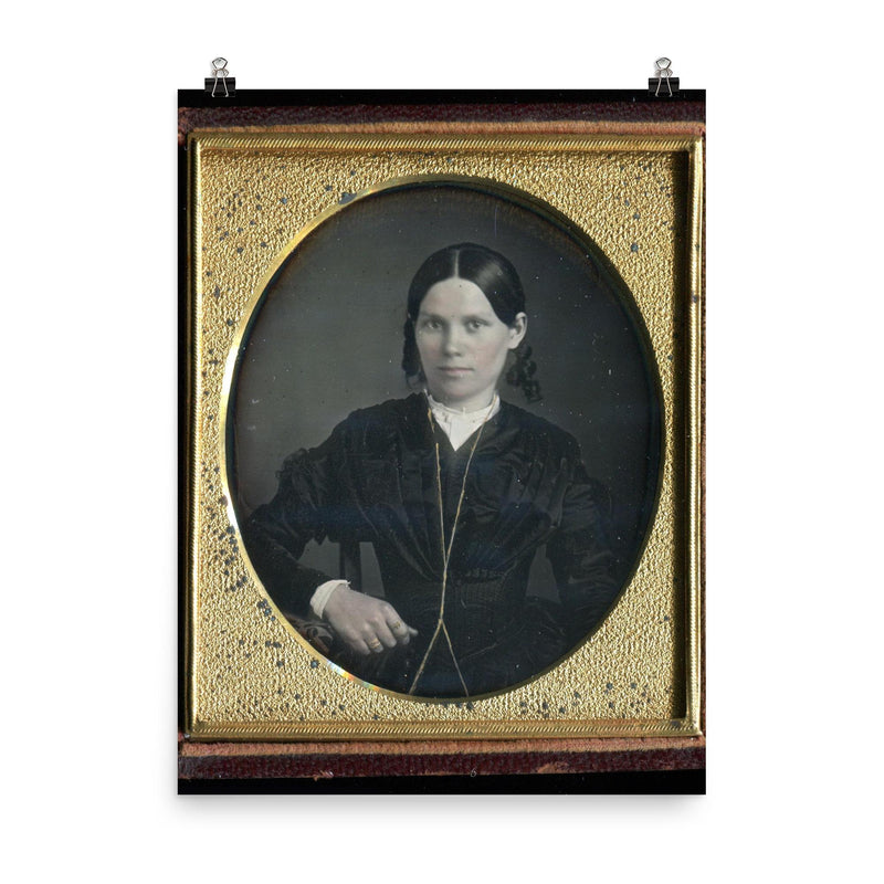 Confident Woman with Long Gilded Chain, 1849 poster on a plain backdrop in size 8