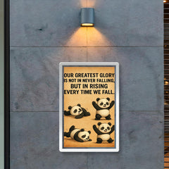 confucius quote clumsy panda rising after falling inspiring poster 2