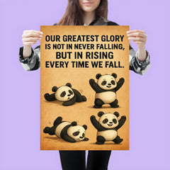 confucius quote clumsy panda rising after falling inspiring poster 3