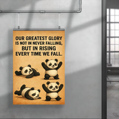 confucius quote clumsy panda rising after falling inspiring poster 4