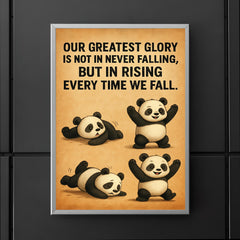 confucius quote clumsy panda rising after falling inspiring poster 5