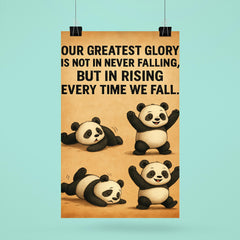 confucius quote clumsy panda rising after falling inspiring poster 6