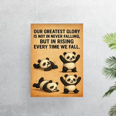 confucius quote clumsy panda rising after falling inspiring poster 7