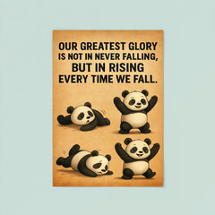 confucius quote clumsy panda rising after falling inspiring poster 8