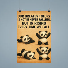confucius quote clumsy panda rising after falling inspiring poster 9