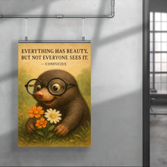 confucius quote everything has beauty nearsighted mole with glasses seeing poster 4