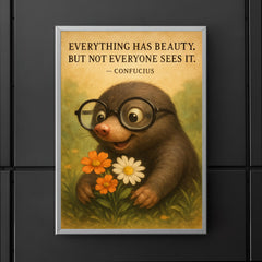 confucius quote everything has beauty nearsighted mole with glasses seeing poster 5