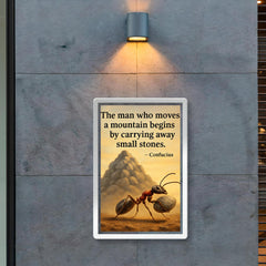Confucius quote man moves mountain by small stones determined ant poster 2