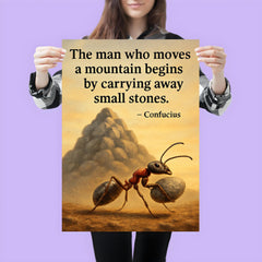 Confucius quote man moves mountain by small stones determined ant poster 3