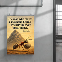 Confucius quote man moves mountain by small stones determined ant poster 4