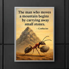 Confucius quote man moves mountain by small stones determined ant poster 5