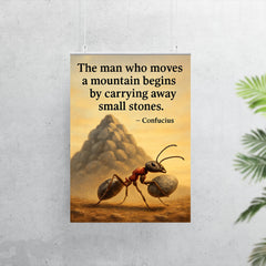 Confucius quote man moves mountain by small stones determined ant poster 7