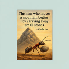 Confucius quote man moves mountain by small stones determined ant poster 8