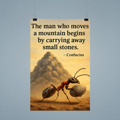 Confucius quote man moves mountain by small stones determined ant poster 9