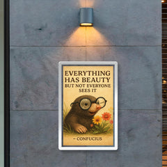 Confucius quote nearsighted mole with glasses seeing flowers inspiring poster poster 2