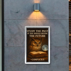 Confucius quote owl with spectacles reading books poster 2