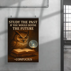 Confucius quote owl with spectacles reading books poster 4