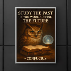Confucius quote owl with spectacles reading books poster 5