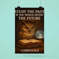 Confucius quote owl with spectacles reading books poster 6