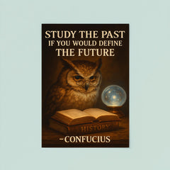 Confucius quote owl with spectacles reading books poster 8