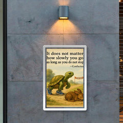 Confucius quote tortoise running do not stop poster 2
