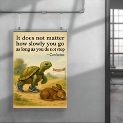 Confucius quote tortoise running do not stop poster 4