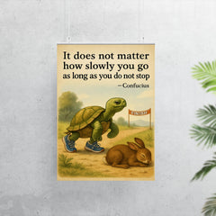 Confucius quote tortoise running do not stop poster 7