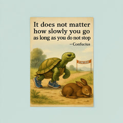 Confucius quote tortoise running do not stop poster 8