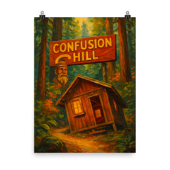 Confusion Hill California USA poster on a plain backdrop in size 8"x10".