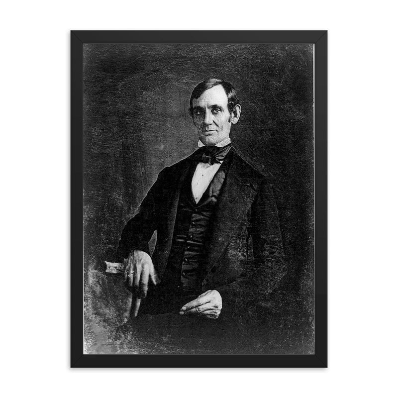 Congressman-Elect Abraham Lincoln, Daguerreotype, 1846 framed print on a plain backdrop in size 18