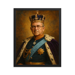 Constantine II of Greece framed print on a plain backdrop in size 16"x20".
