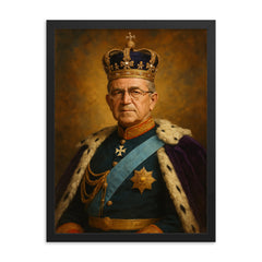 Constantine II of Greece framed print on a plain backdrop in size 18"x24".