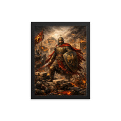Constantine XI at the final walls framed print on a plain backdrop in size 12"x16".