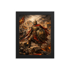 Constantine XI at the final walls framed print on a plain backdrop in size 8"x10".