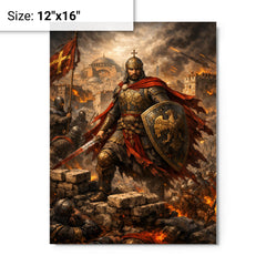 Constantine XI at the final walls metal print on a plain backdrop in size 12"x16".